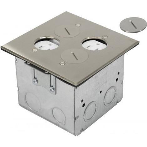 Orbit Adjustable Floor Box Round Plug Type With 2 Duplex Receptacles 125V AC - Sonic Electric