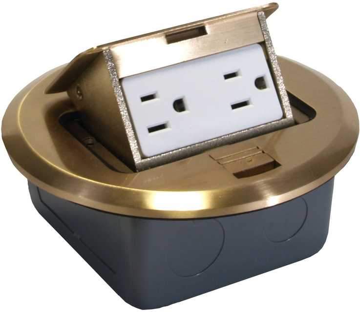 Orbit FLBPU-D-BR 6 Brass Pop-Up Floor Box with Receptacle and Junction Box - Sonic Electric
