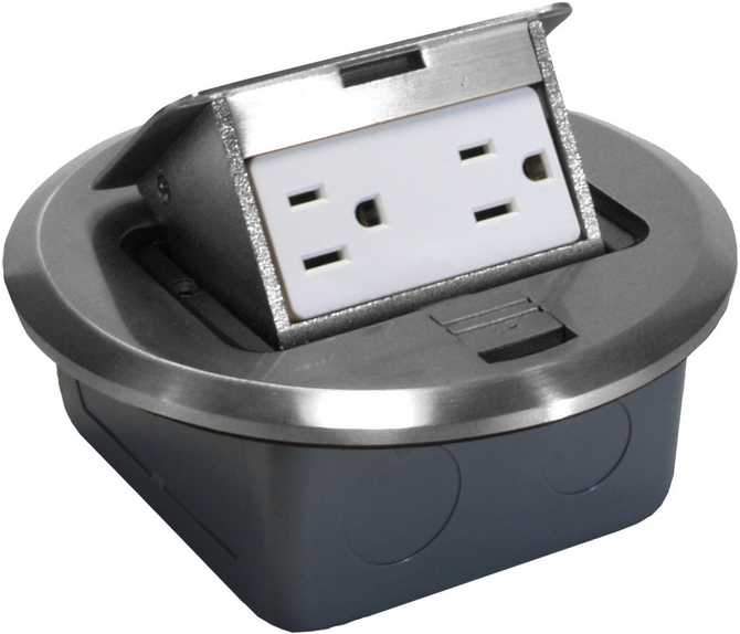 Orbit FLBPU-D-SS 6 Stainless Steel Pop-Up Floor Box with Receptacle and Junction Box - Sonic Electric