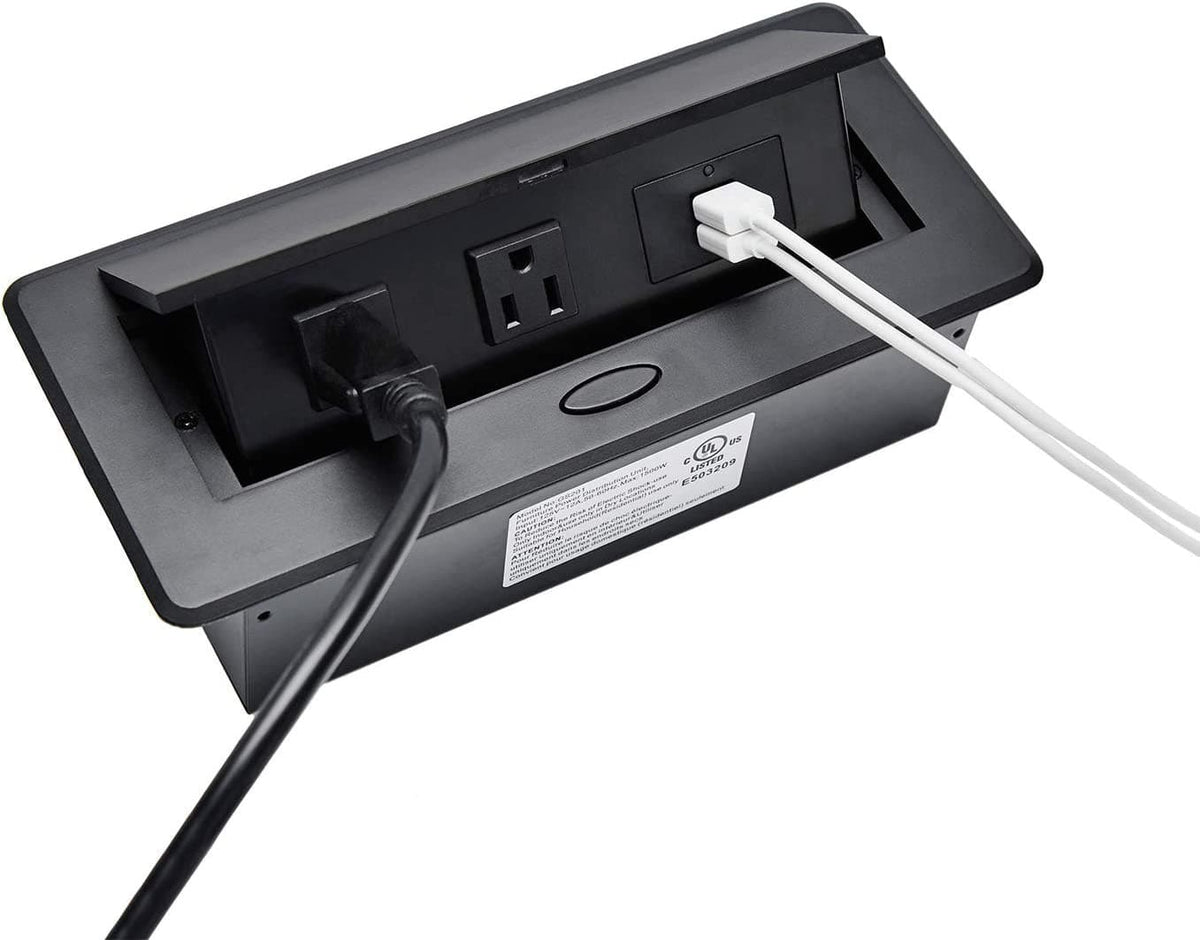 Pop Up Outlet Table Connection Box With 2 Outlets & 2 USB Charging Por ...