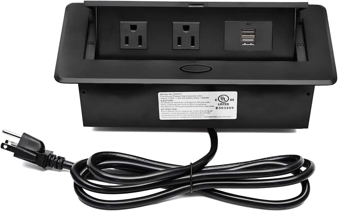 Pop Up Outlet Table Connection Box With 2 Outlets & 2 USB Charging Por ...