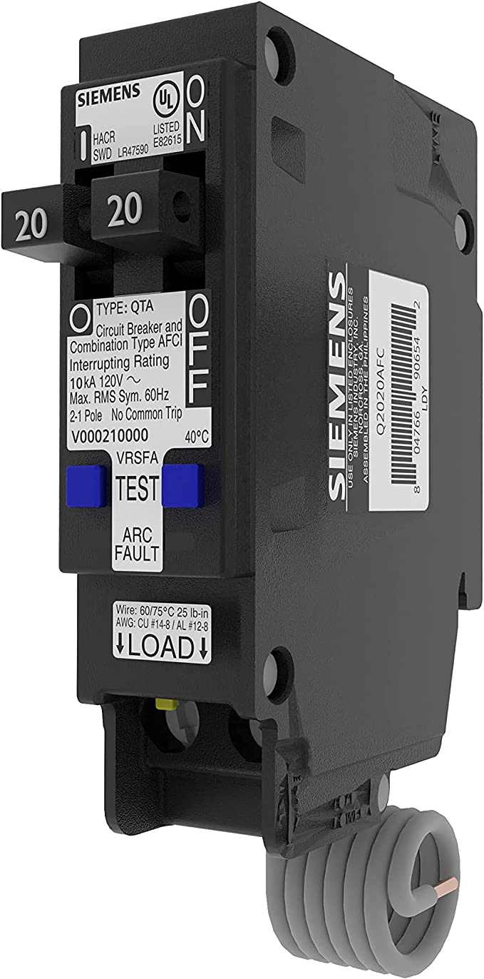 Siemens Q2020AFC 20-Amp 2-Pole Tandem AFCI Combination Circuit Breaker - Sonic Electric