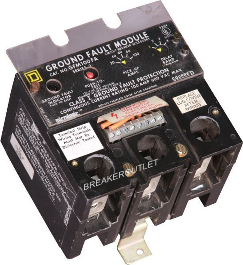 Square D GFM100FA Circuit Breaker Ground Fault Module Electrical Box ...