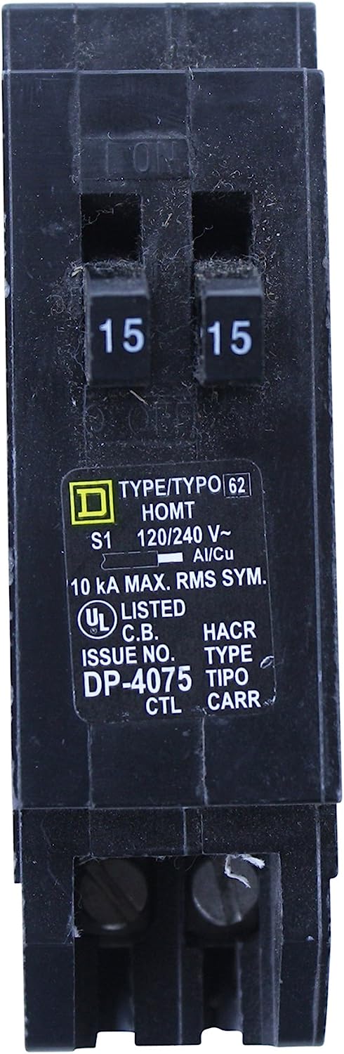 Square D HOMT1515 HomeLine 2-Pole 15/15-Amp Twin Circuit Breaker - Sonic Electric