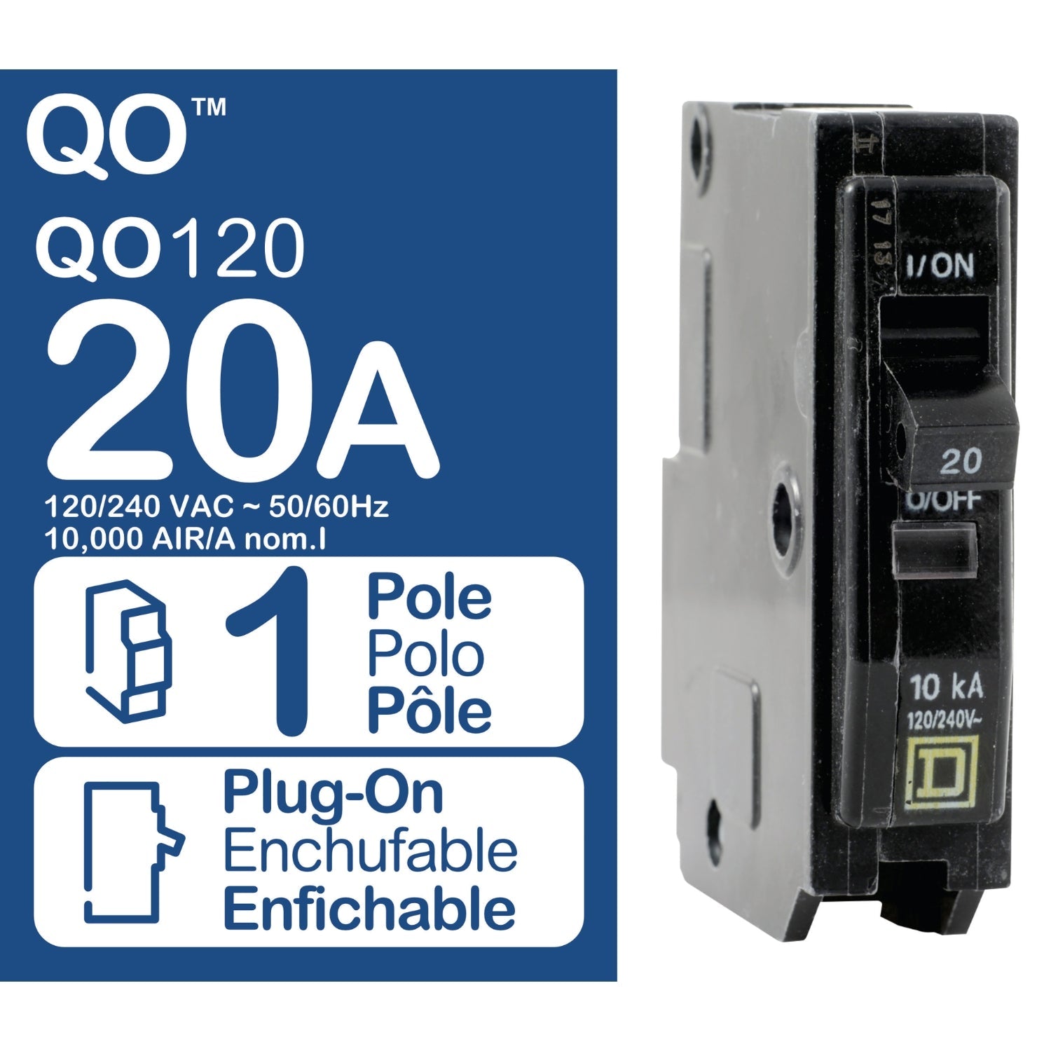 Square D QO120 1-Pole 20-Amp Circuit Breaker - Sonic Electric