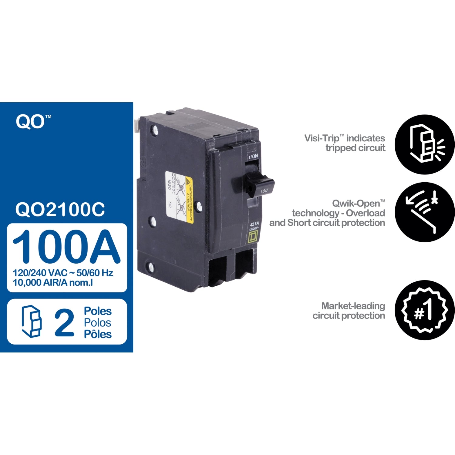 Square D QO2100C 2-Pole 100-Amp Circuit Breaker - Sonic Electric