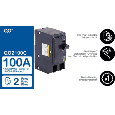 Square D QO2100C 2-Pole 100-Amp Circuit Breaker - Sonic Electric