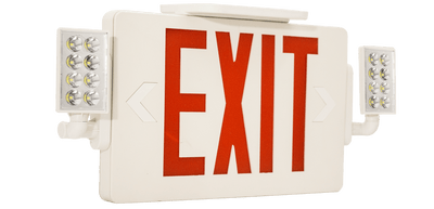 Super Slim White LED Exit Sign With Adjustable LED Heads, 120-277V