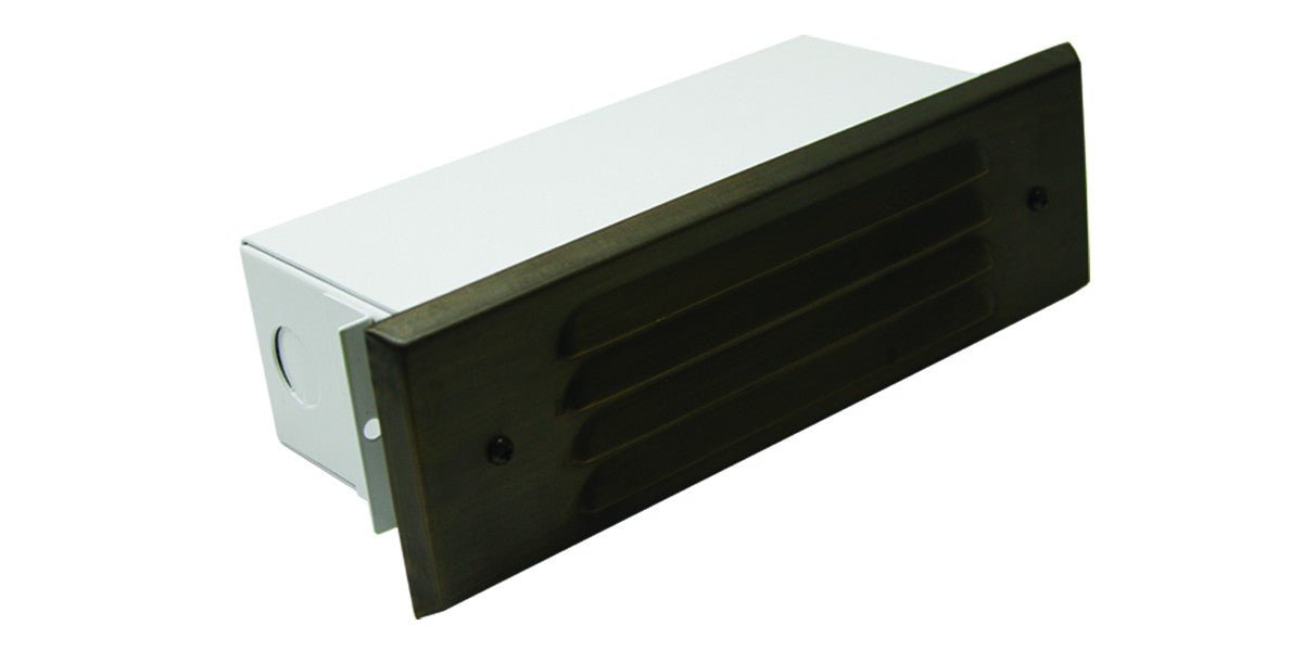 Westgate 12V 3W Solid Brass Rectangular LED Step Light with Louvre, Bronze or Aged Nickel Finish - Sonic Electric