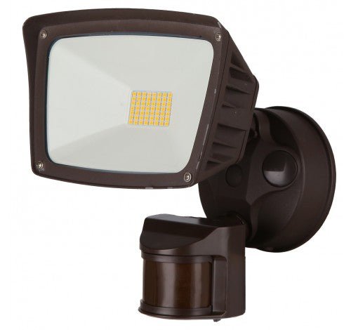 Westgate 28W LED Security Light with Dimming PIR Sensor - 1-Light, Bronze - Sonic Electric