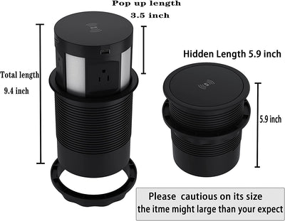 Wireless Charging Kitchen Counter Pop Up With 4 Receptacles with Type-A and Type-C USB - ETL Certified - Sonic Electric